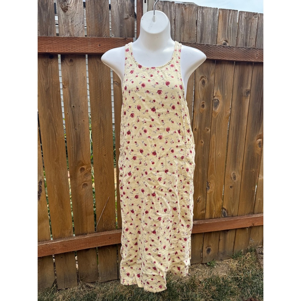 Match Medium Dress Vintage Cottagecore 100% Linen Floral Rose Pockets